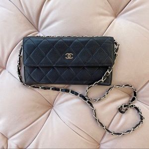 Chanel Flap in Matelassé Caviar Leather w/Silver tone Hardware & Dust Bag